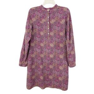 Ann Mashburn Long Sleeve Popover Dress Size M Band Collar Pockets Shift Mini